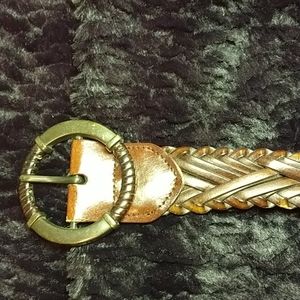 Woven Leather Belt Circular Buckle Women's XL